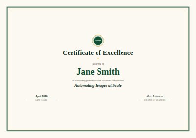 Emerald Seal - Certificate of Excellence