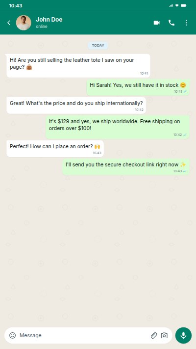 WhatsApp Chat Simulation (high res) — Story